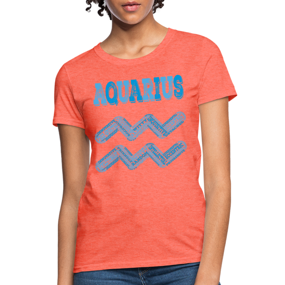 Women's Power Words Aquarius T-Shirt - heather coral