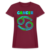 Thumbnail for Women's Power Words Cancer Relaxed Fit T-Shirt - burgundy