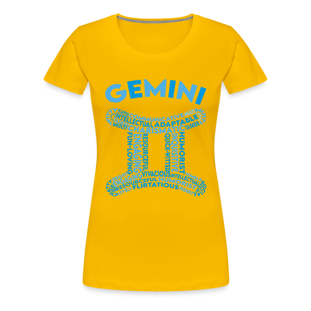 Women's Power Words Gemini Premium T-Shirt - sun yellow