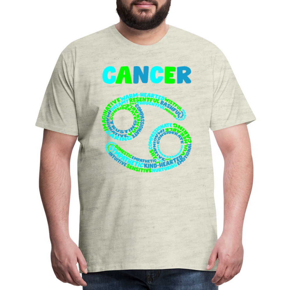 Men's Power Words Cancer Premium T-Shirt - heather oatmeal