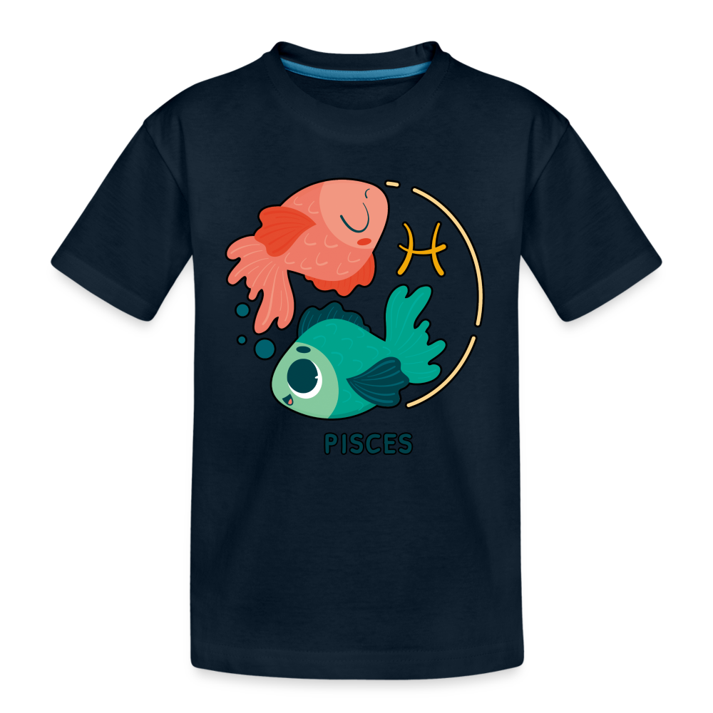 Kid’s Cartoony Pisces Premium Organic T-Shirt - deep navy