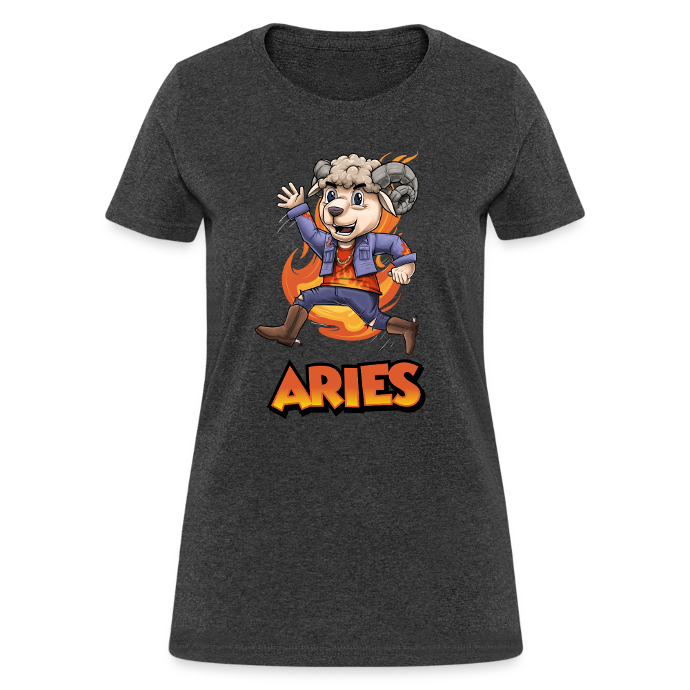 Women's Playful Aries T-Shirt - heather black