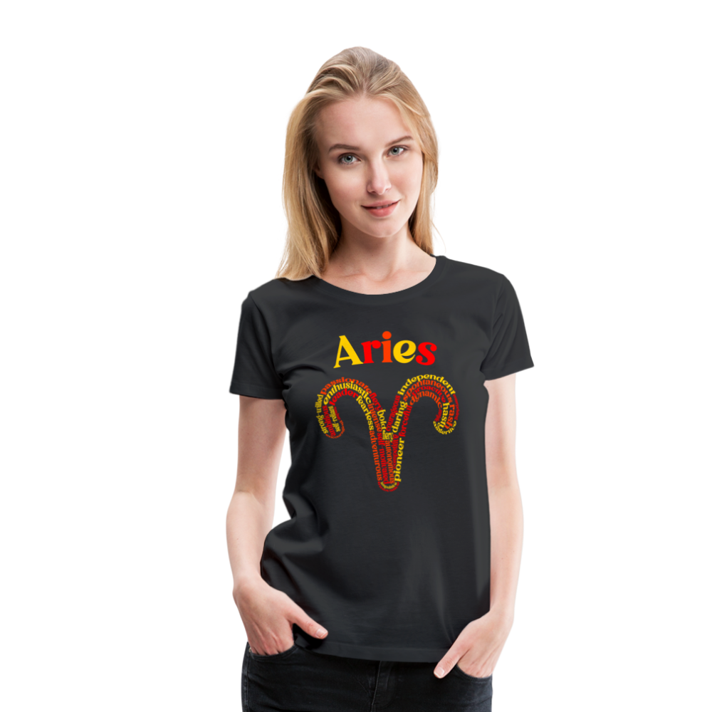 Women's Power Words Aries Premium T-Shirt - black