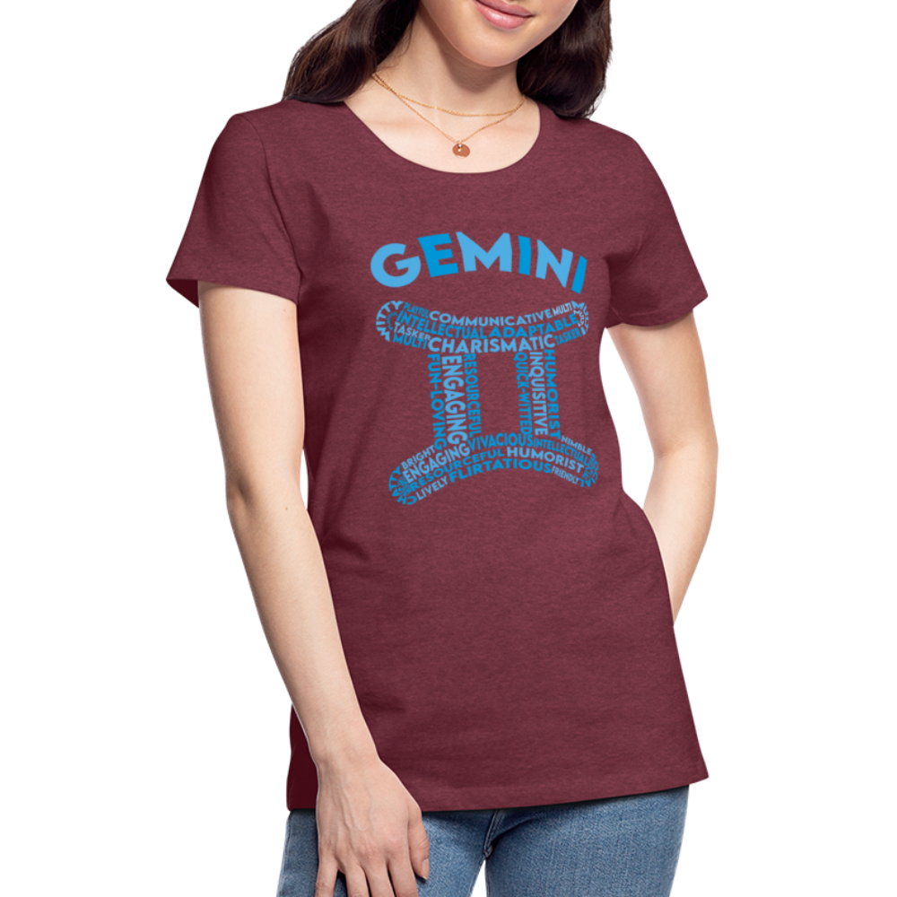 Women's Power Words Gemini Premium T-Shirt - heather burgundy