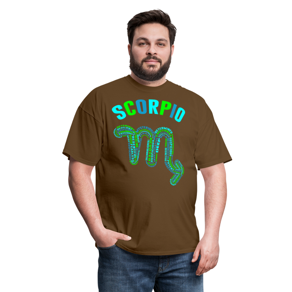 Men's Power Words Scorpio Classic T-Shirt - brown