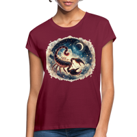 Thumbnail for Women's Neon Scorpio Relaxed Fit T-Shirt - burgundy