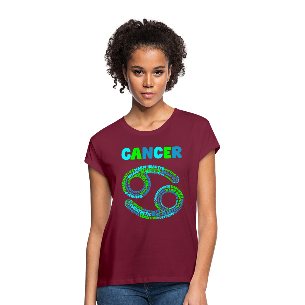 Women's Power Words Cancer Relaxed Fit T-Shirt - burgundy