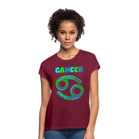 Thumbnail for Women's Power Words Cancer Relaxed Fit T-Shirt - burgundy