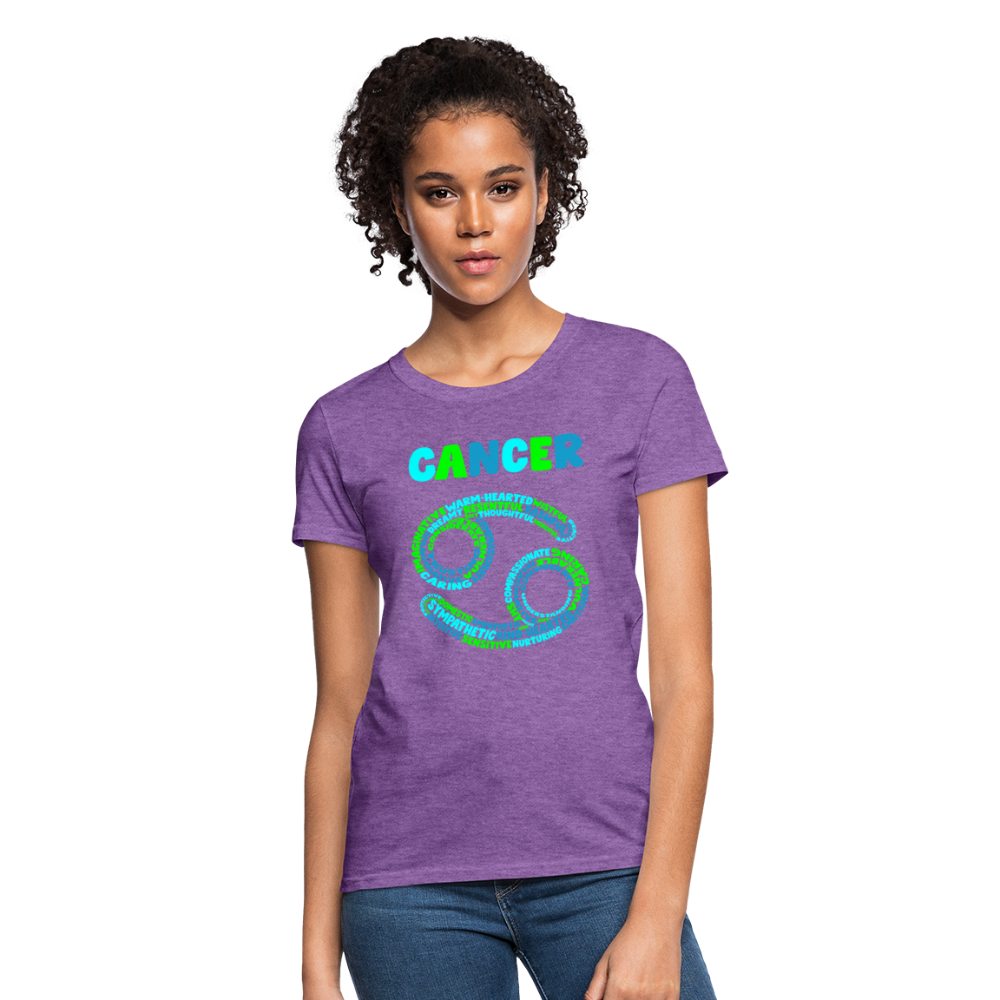 Women's Power Words Cancer T-Shirt - purple heather