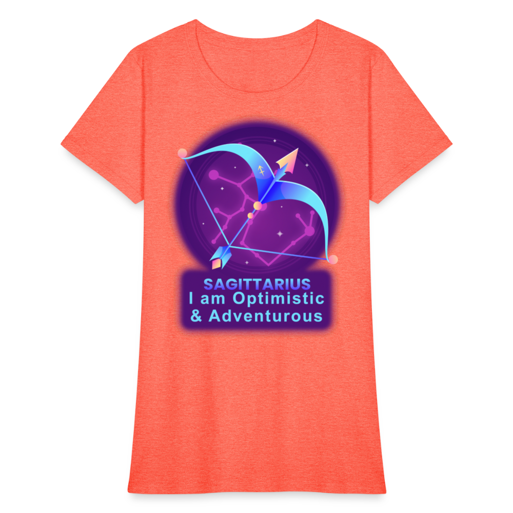 Women's Neon Sagittarius T-Shirt - heather coral