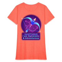 Thumbnail for Women's Neon Sagittarius T-Shirt - heather coral