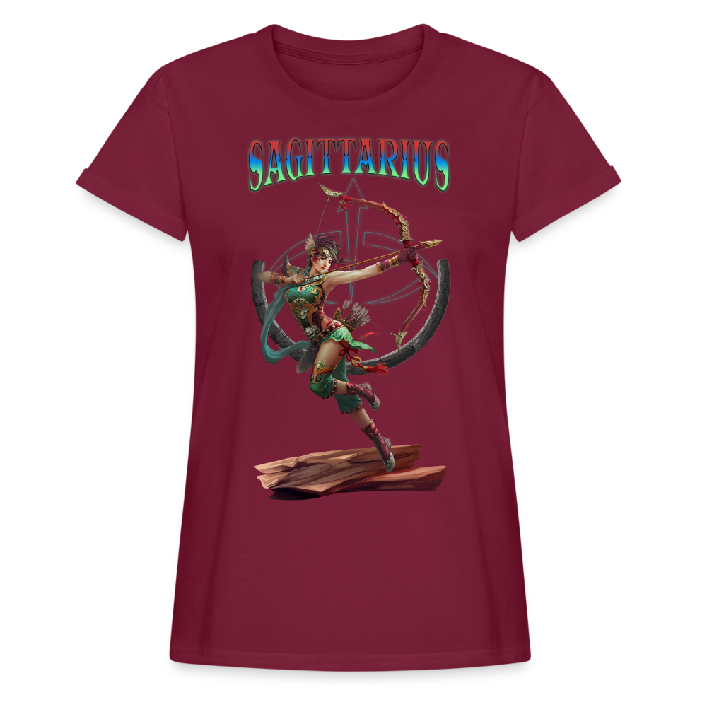 Women's Astral Sagittarius Relaxed Fit T-Shirt - burgundy