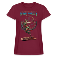 Thumbnail for Women's Astral Sagittarius Relaxed Fit T-Shirt - burgundy