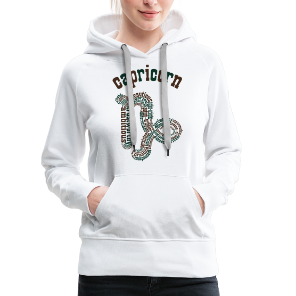 Women's Power Words Capricorn Premium Hoodie - white