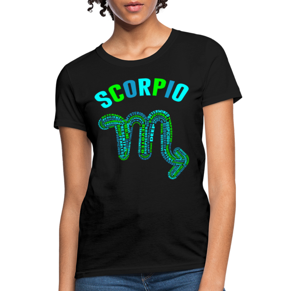 Women's Power Words Scorpio T-Shirt - black