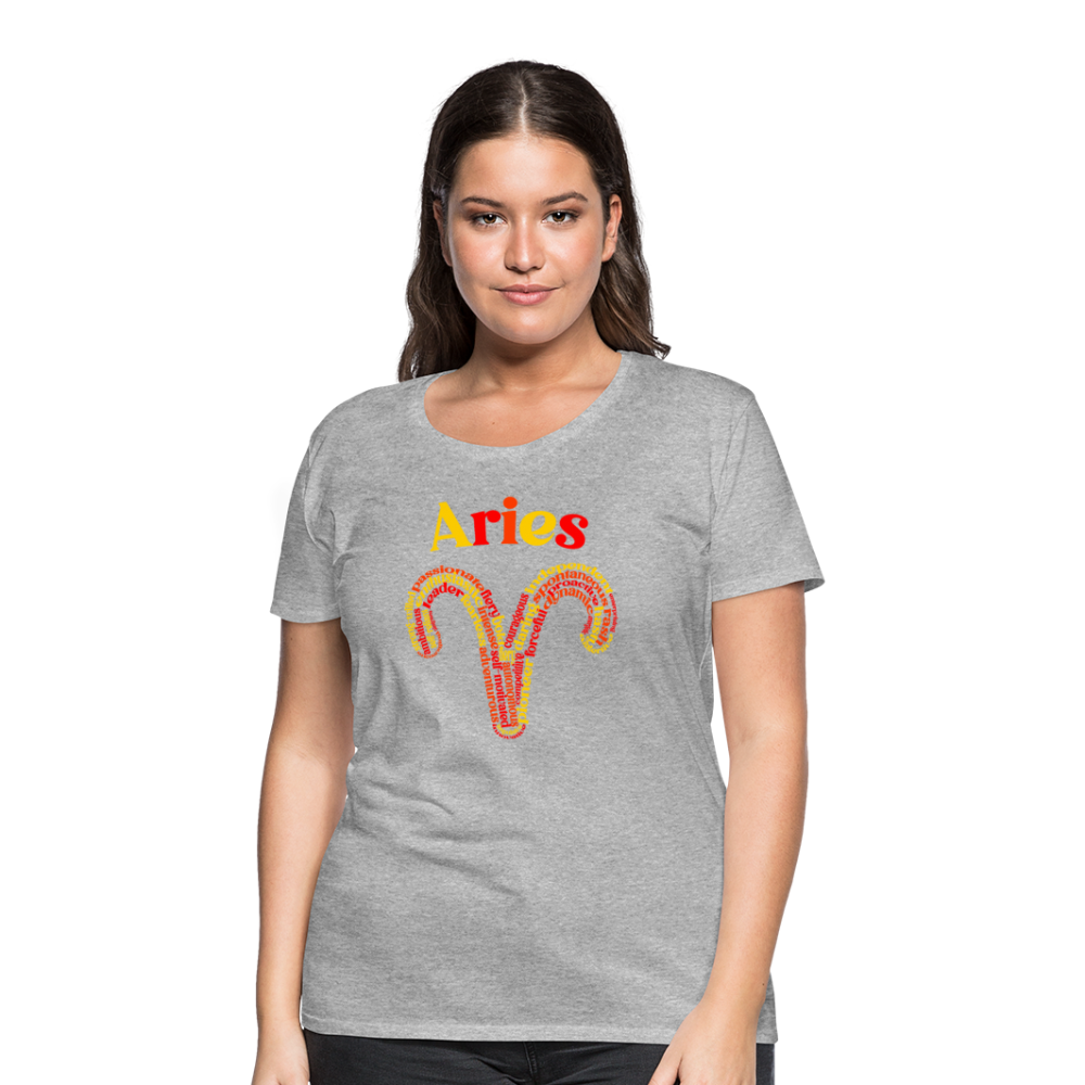 Women's Power Words Aries Premium T-Shirt - heather gray