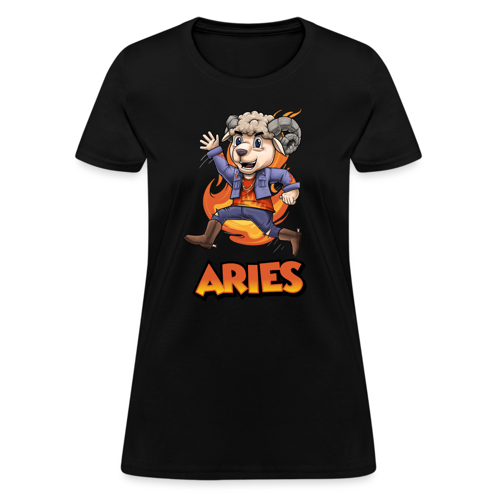 Women's Playful Aries T-Shirt - black