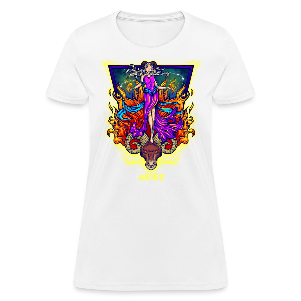 Women's Cosmic Aries Design T-Shirt - white