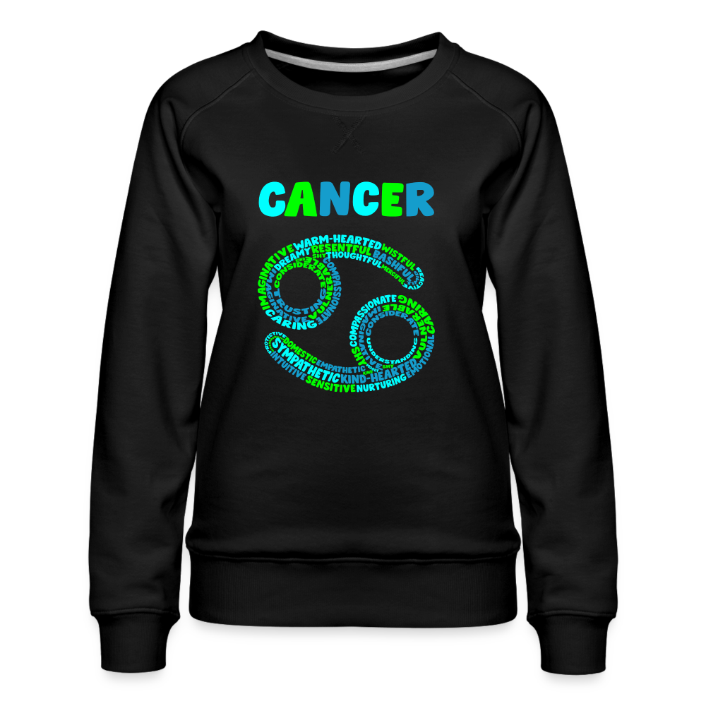 Women's Power Words Cancer Premium Sweatshirt - black