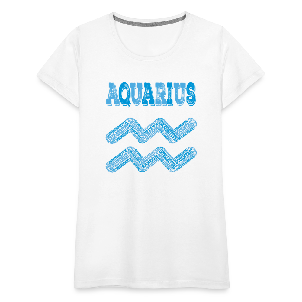 Women's Power Words Aquarius Premium T-Shirt - white