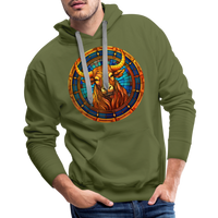 Thumbnail for Men’s Mosaic Taurus Premium Hoodie - olive green