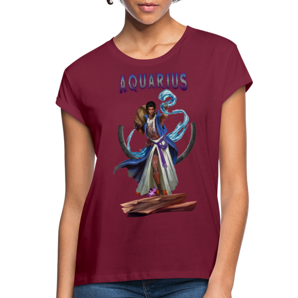 Women's Astral Aquarius Relaxed Fit T-Shirt - burgundy