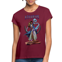 Thumbnail for Women's Astral Aquarius Relaxed Fit T-Shirt - burgundy