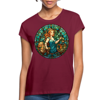 Thumbnail for Women's Mosaic Virgo Relaxed Fit T-Shirt - burgundy