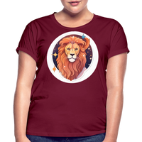 Thumbnail for Women's Symbol Leo Relaxed Fit T-Shirt - burgundy