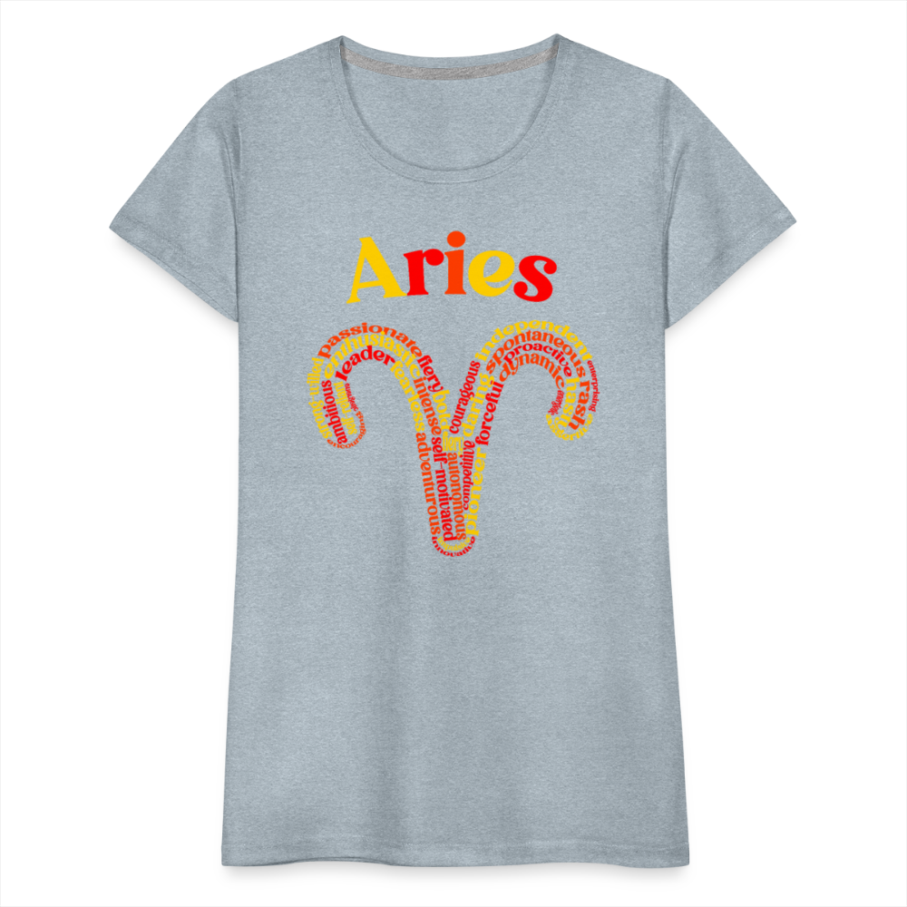 Women's Power Words Aries Premium T-Shirt - heather ice blue