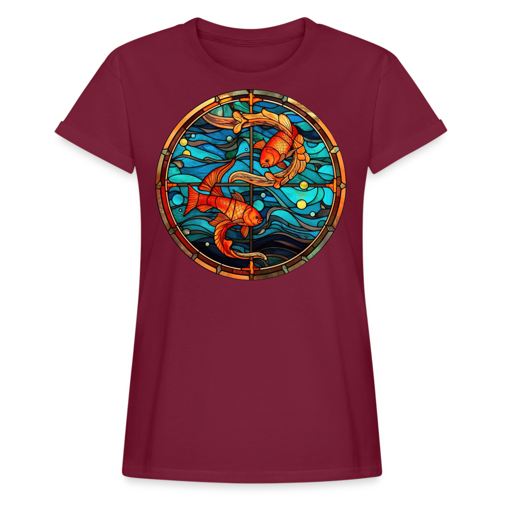 Women's Mosaic Pisces Relaxed Fit T-Shirt - burgundy