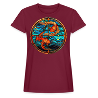 Thumbnail for Women's Mosaic Pisces Relaxed Fit T-Shirt - burgundy