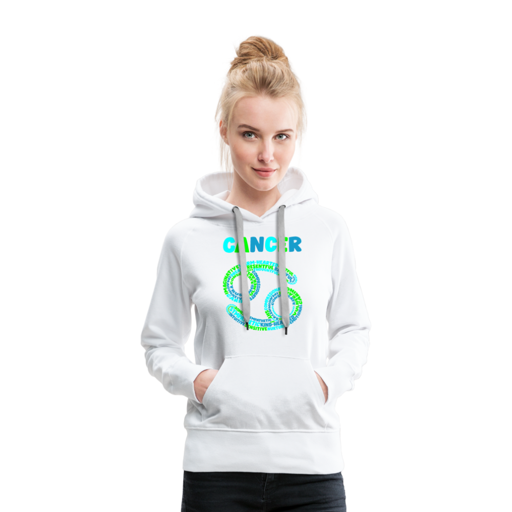 Women's Power Words Cancer Premium Hoodie - white