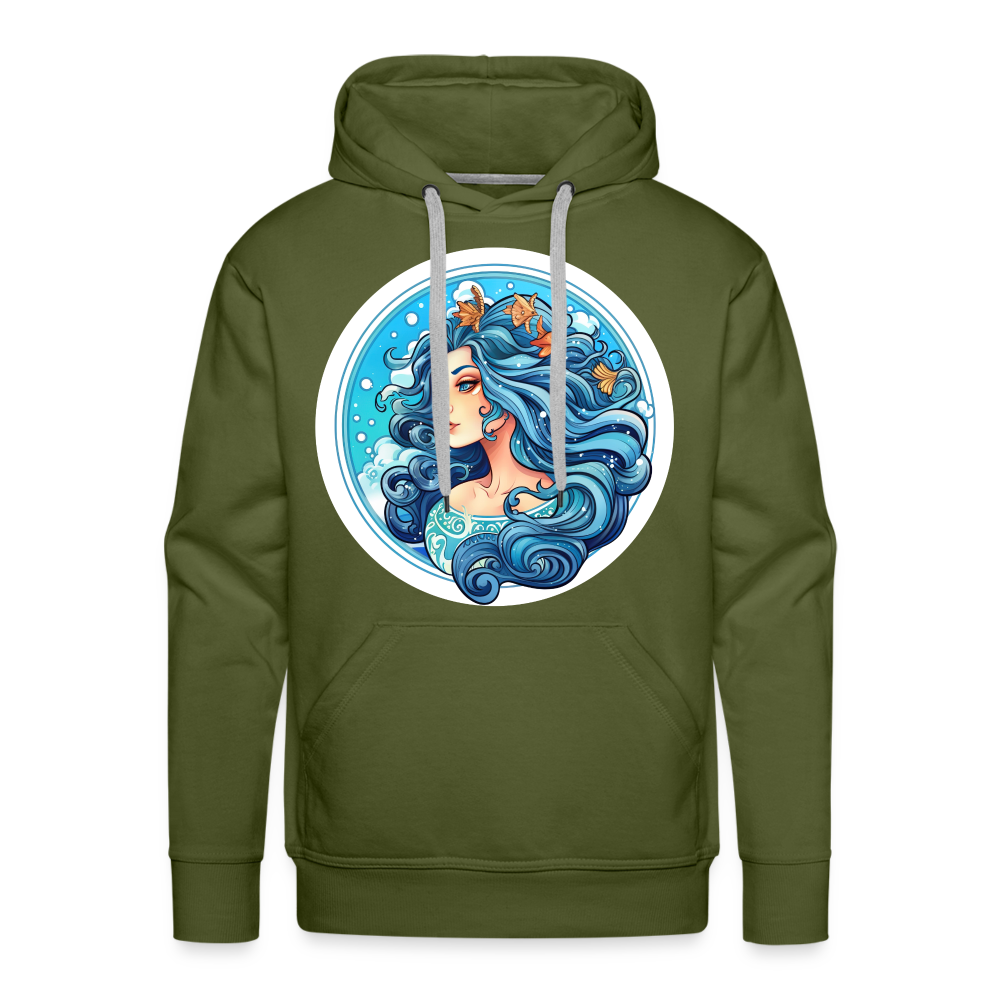 Men’s Symbol Aquarius Premium Hoodie - olive green