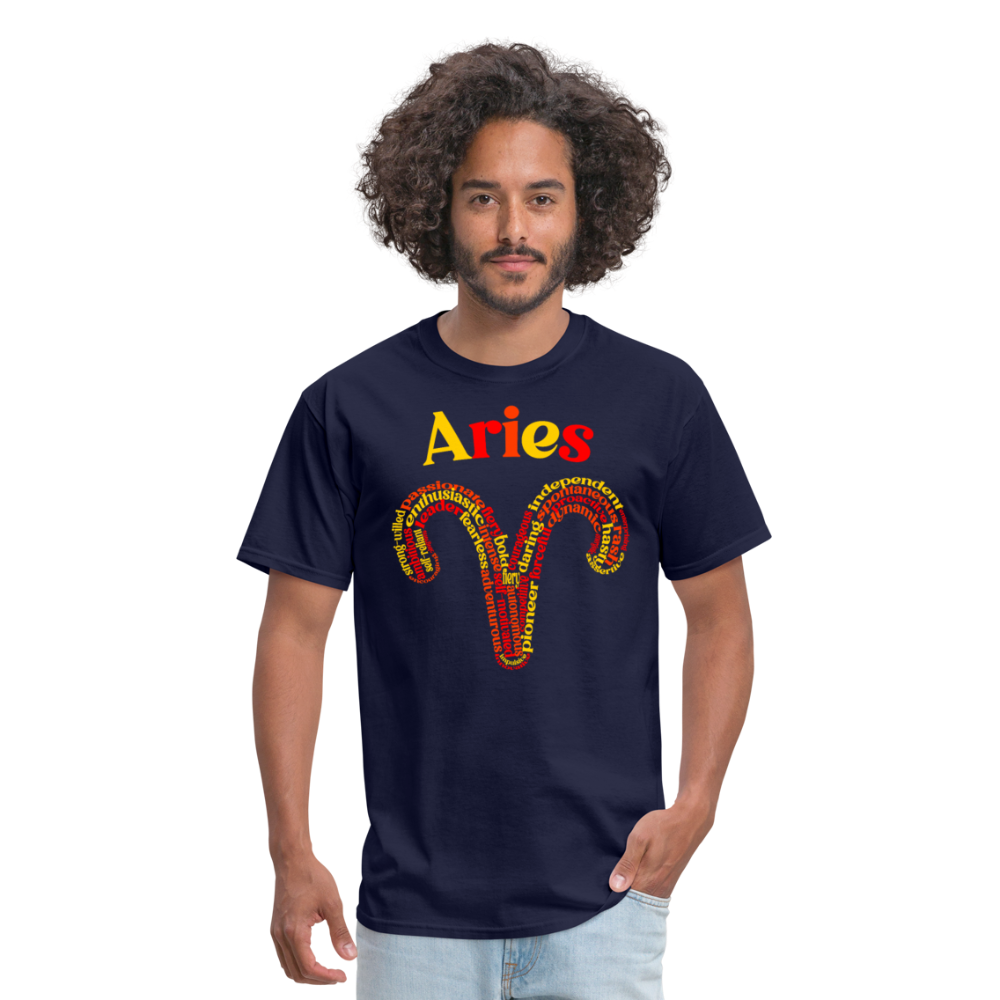 Men's Power Words Aries Classic T-Shirt - navy