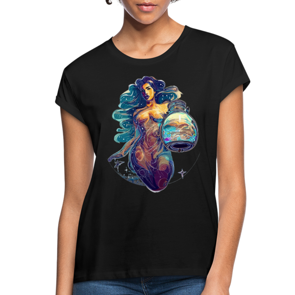 Women's Mythical Aquarius Relaxed Fit T-Shirt - black