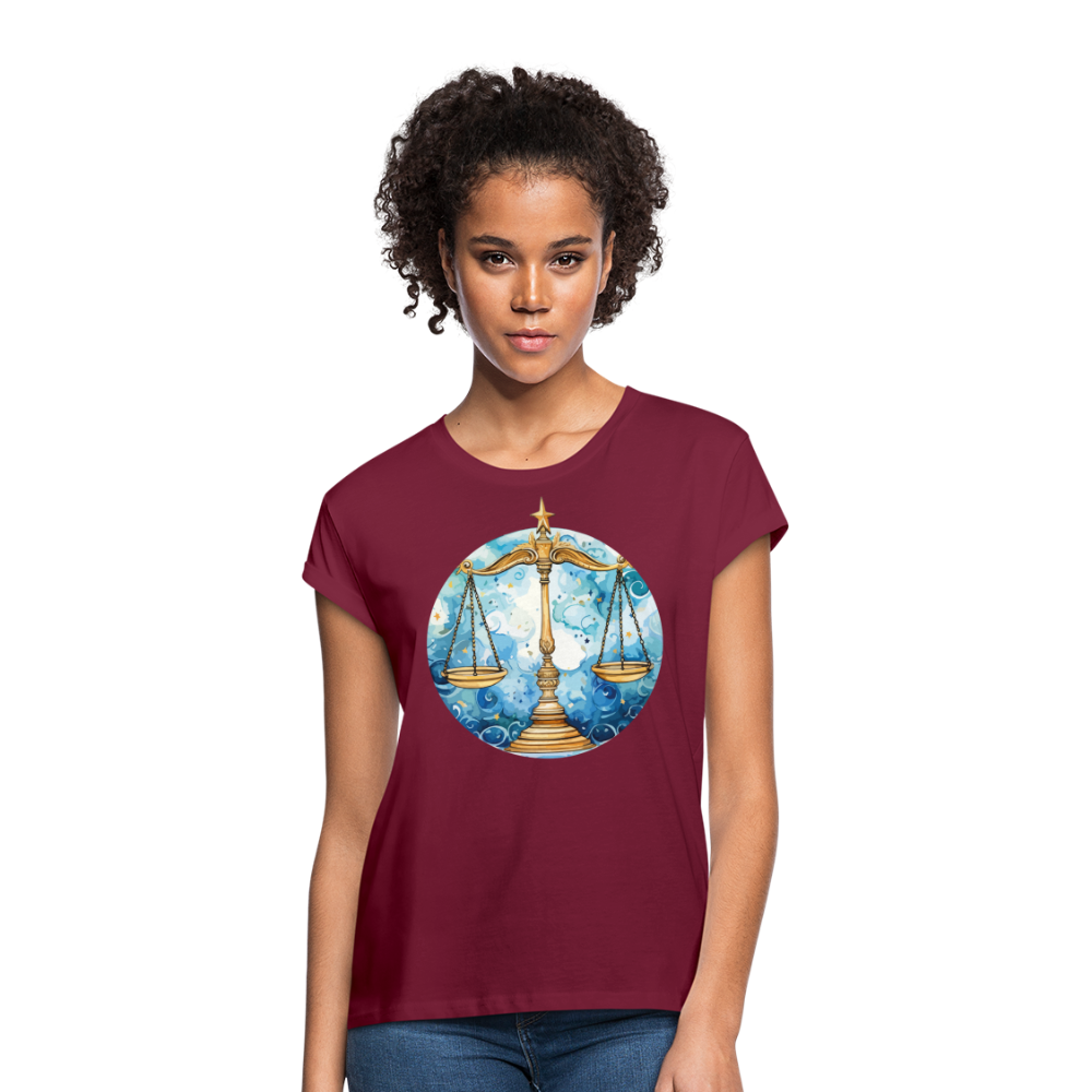 Women's Mythical Libra Relaxed Fit T-Shirt - burgundy