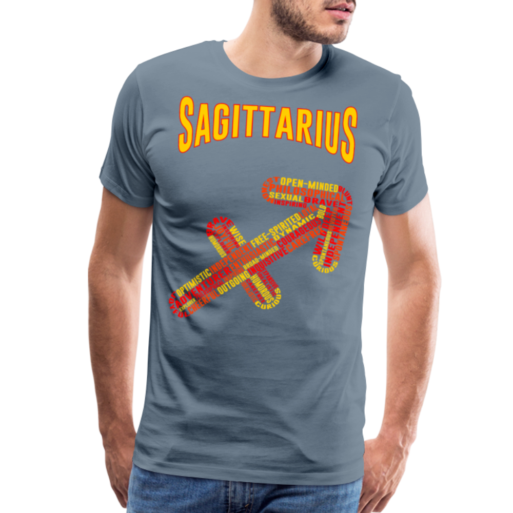 Men's Power Words Sagittarius Premium T-Shirt - steel blue