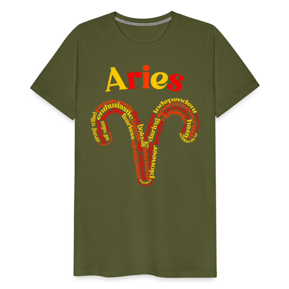 Men's Power Words Aries Premium T-Shirt - olive green