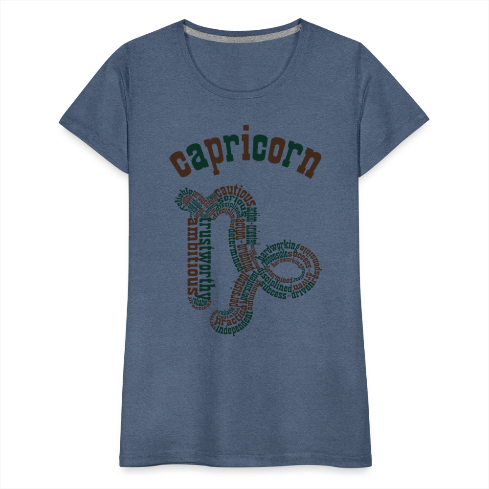 Women's Power Words Capricorn Premium T-Shirt - heather blue