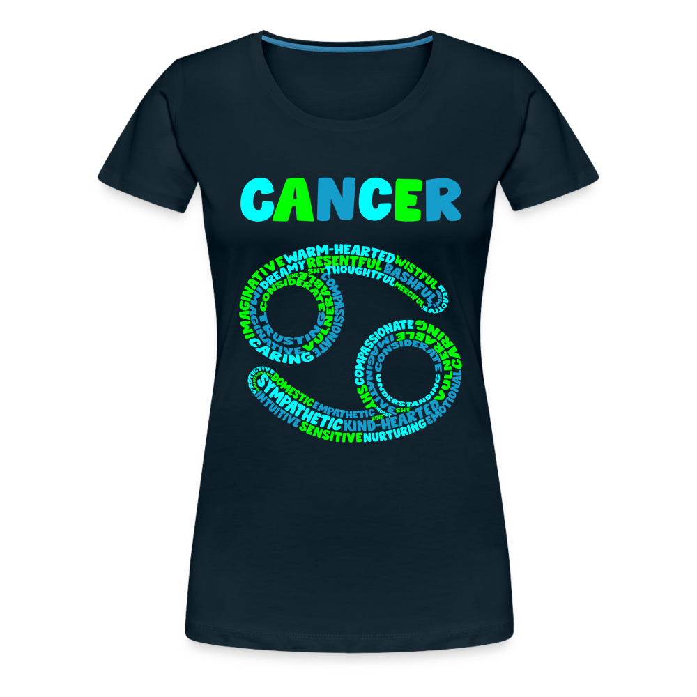 Women's Power Words Cancer Premium T-Shirt - deep navy