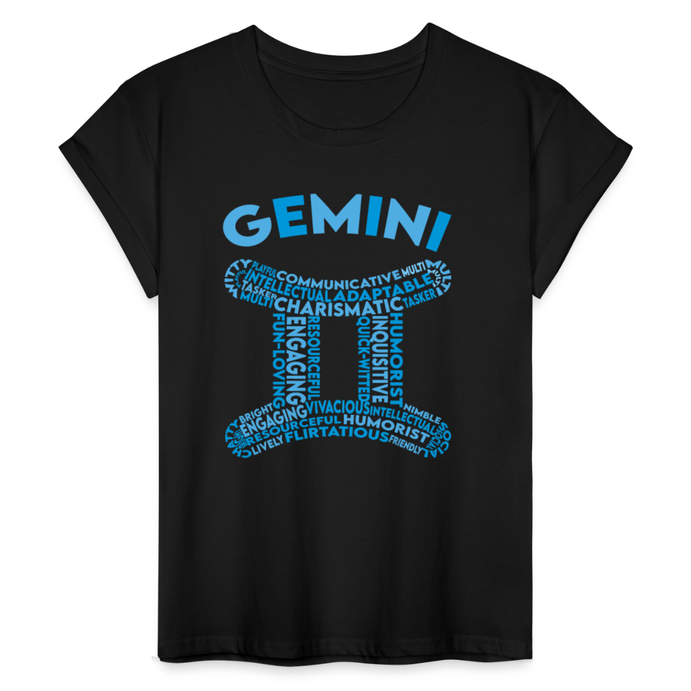 Women's Power Words Gemini Relaxed Fit T-Shirt - black