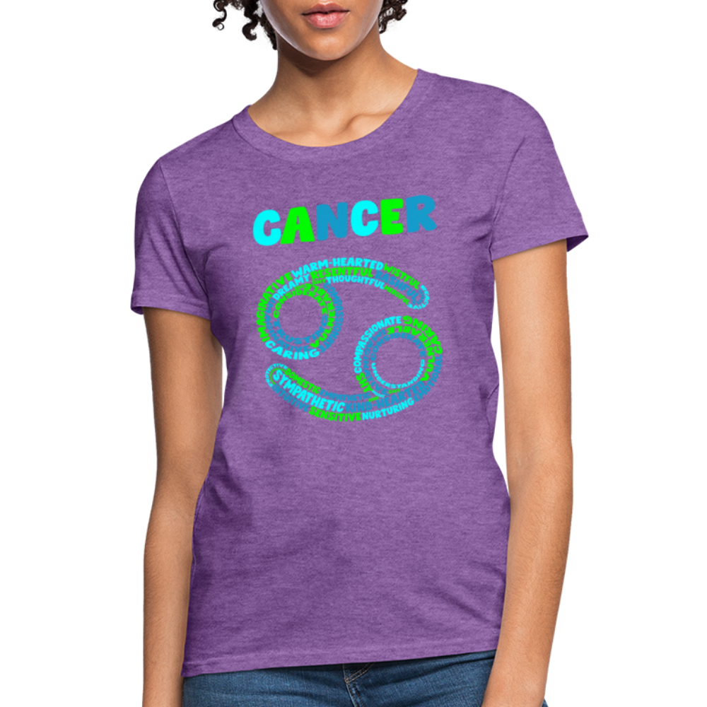 Women's Power Words Cancer T-Shirt - purple heather