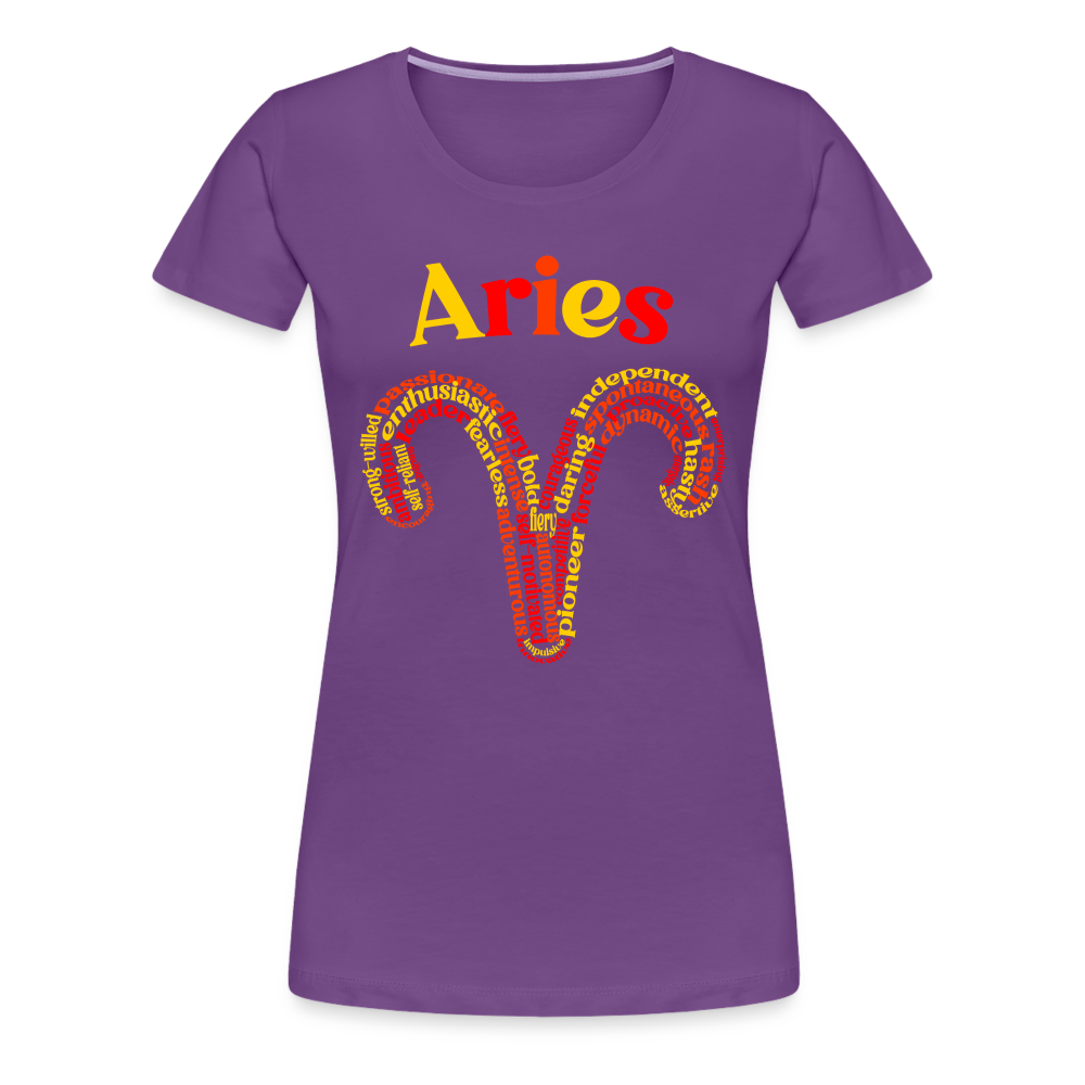 Women's Power Words Aries Premium T-Shirt - purple