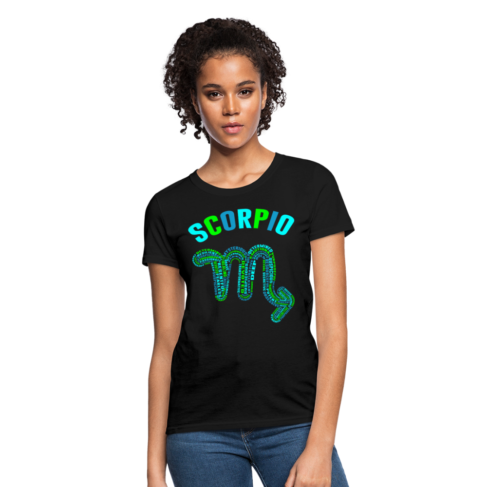 Women's Power Words Scorpio T-Shirt - black