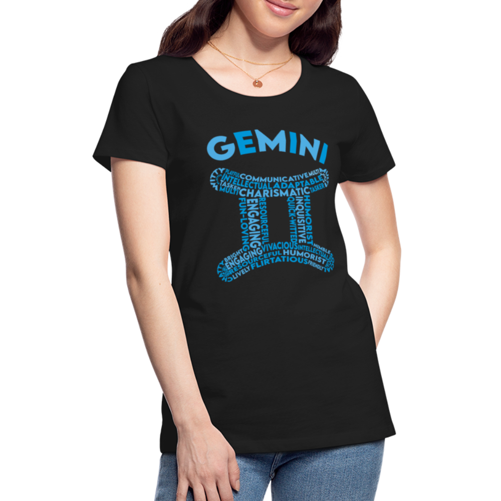 Women's Power Words Gemini Premium T-Shirt - black