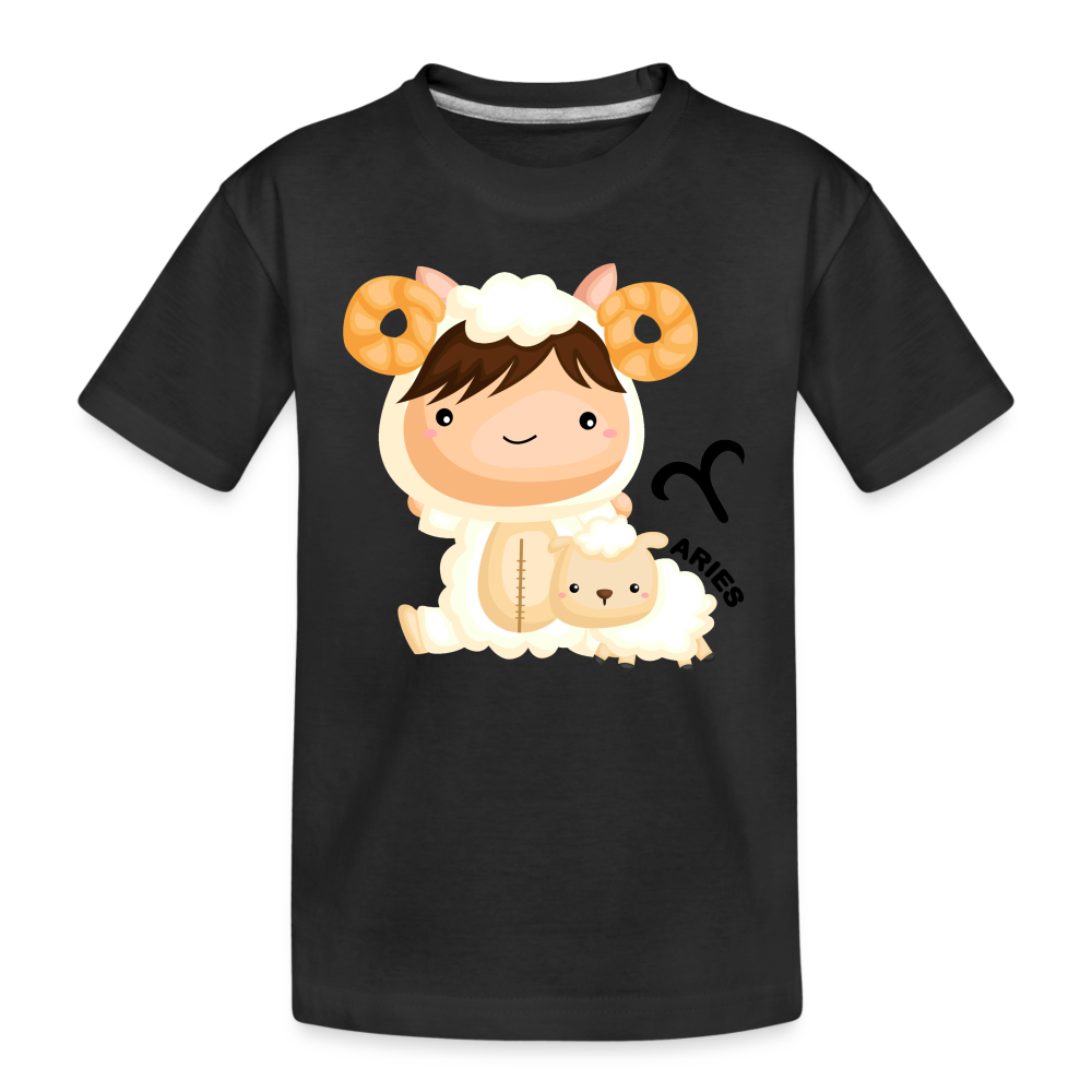 Kid’s Astro Girl Aries Premium Organic T-Shirt - black