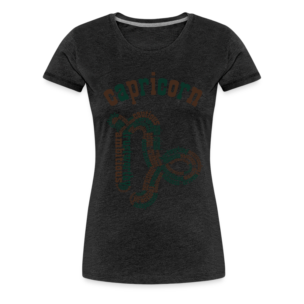 Women's Power Words Capricorn Premium T-Shirt - charcoal grey