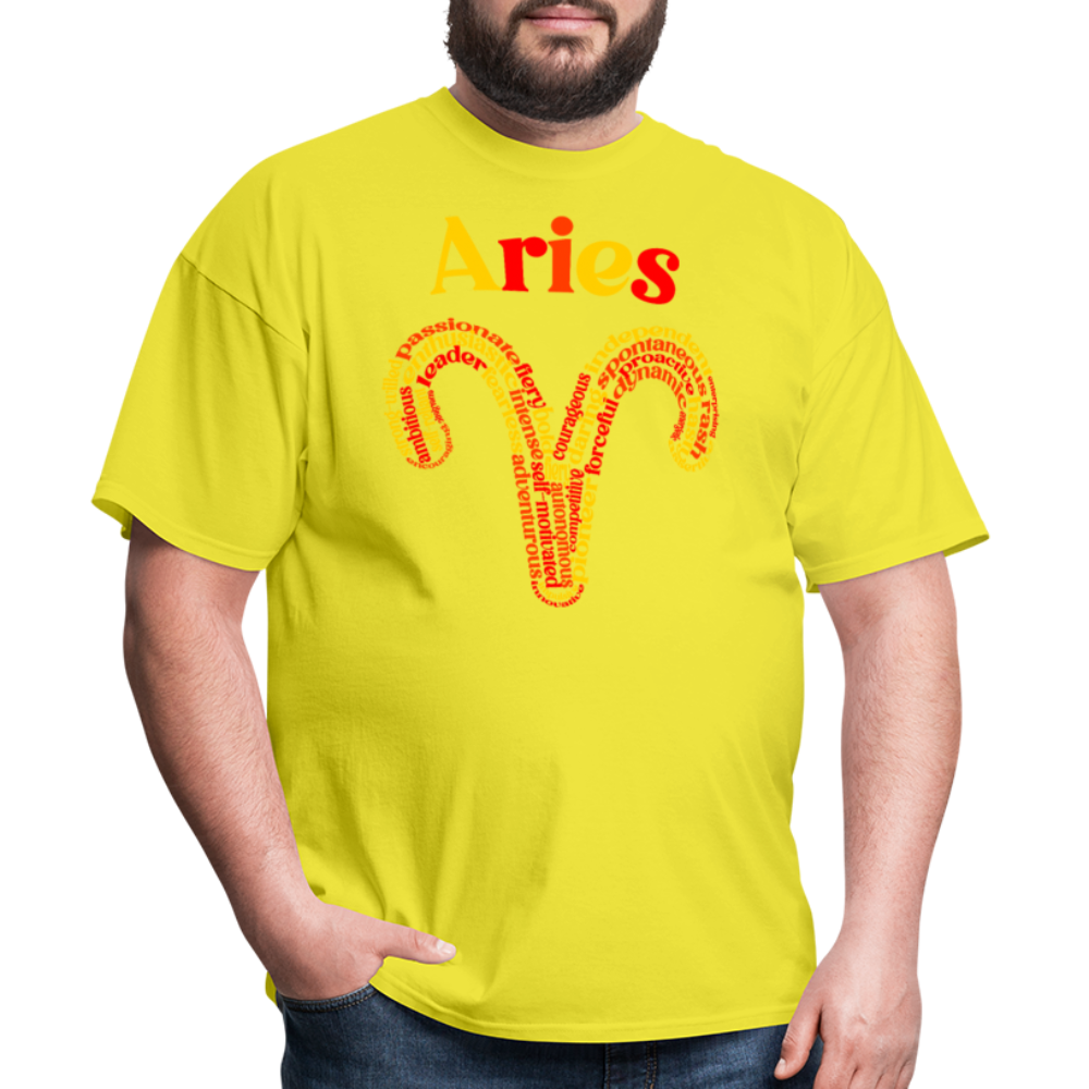 Men's Power Words Aries Classic T-Shirt - yellow