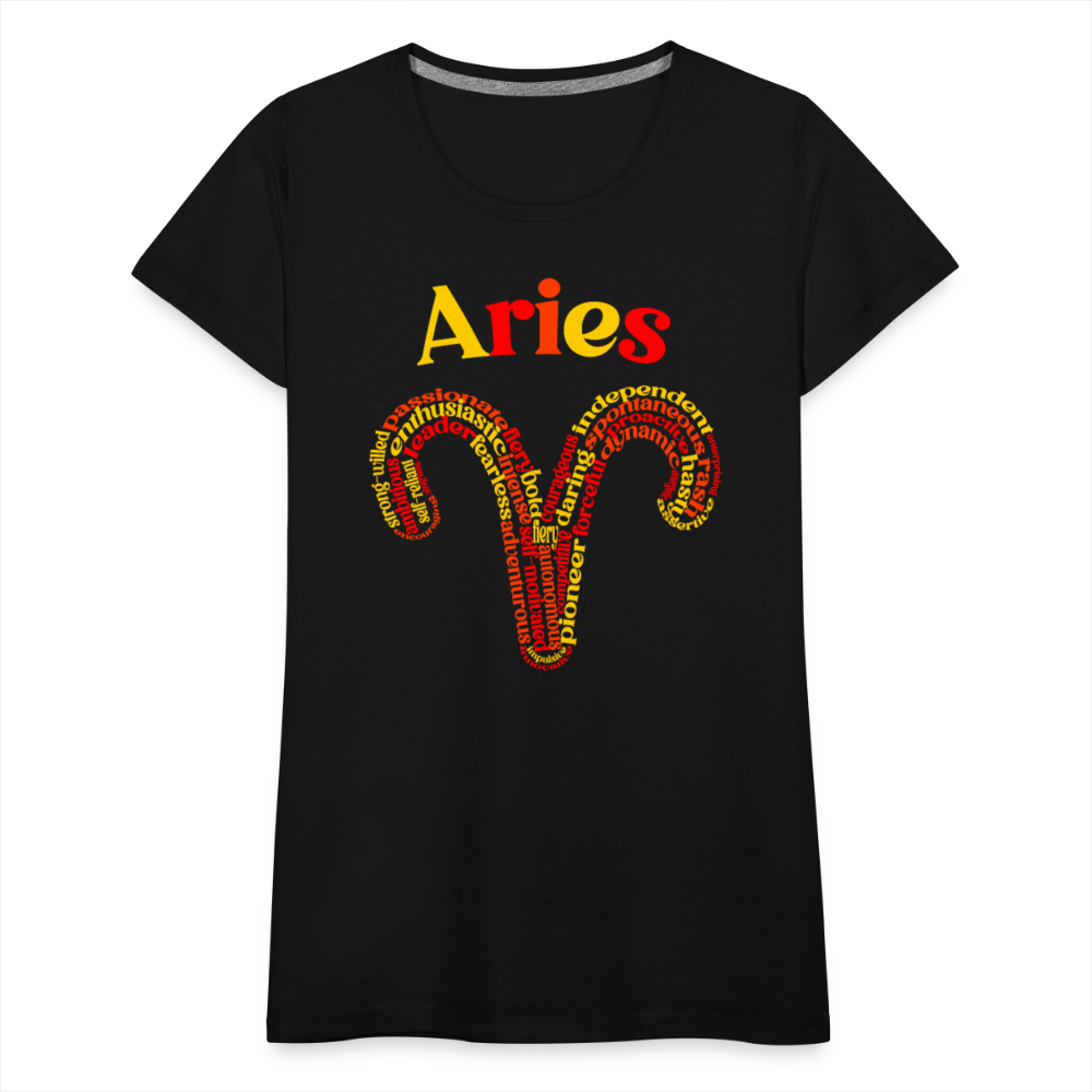 Women's Power Words Aries Premium T-Shirt - black